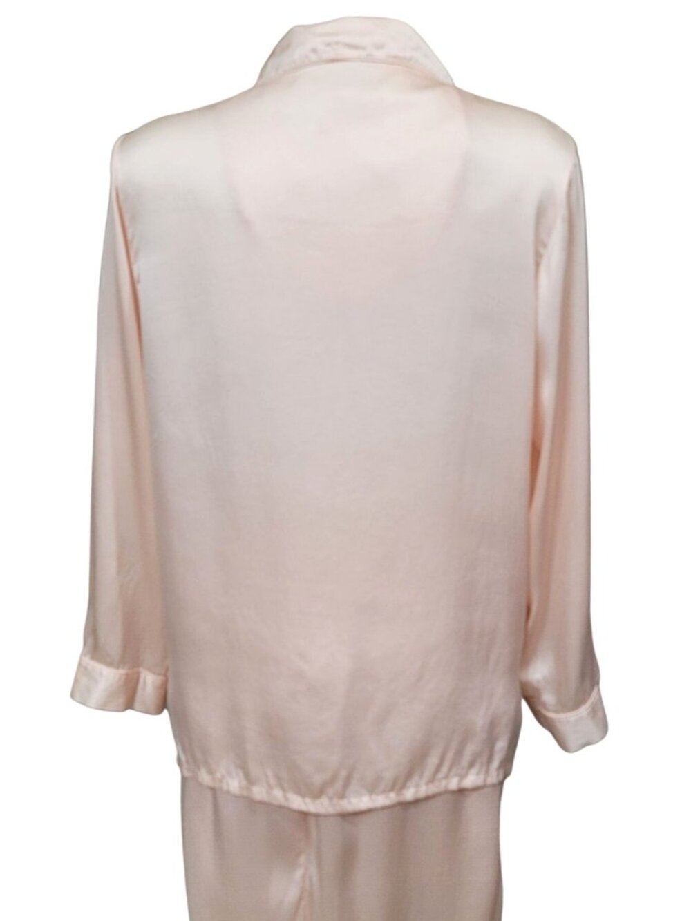 Nottibianche 100% Silk Pajama Set Pink Size M Button-Up Top Elastic Waist Pants - Picture 4 of 10
